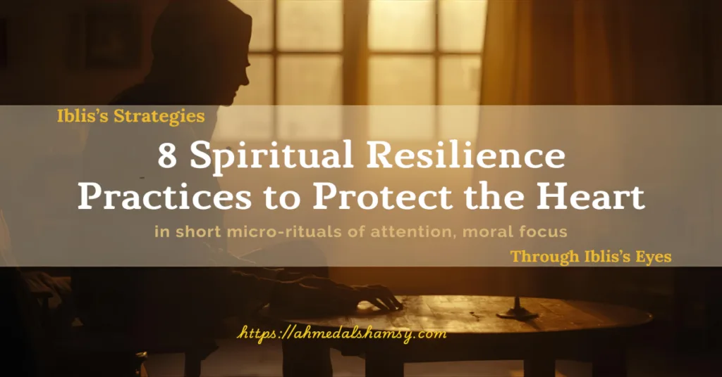 Practical, evidence-based spiritual resilience practices: eight short micro-rituals to steady attention, reduce reactivity, and build moral habit with 30/90 tracking plans.