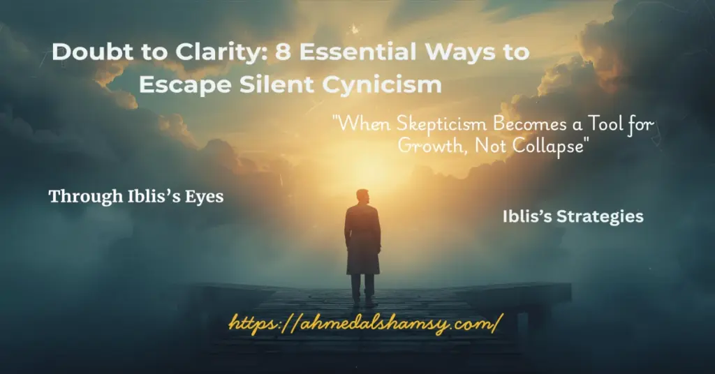 Doubt to Clarity: 8 Essential Ways to Escape Silent Cynicism — Through Iblis’s Eyes 1 Doubt is not failure. Learn how skepticism turns into cynicism—and how to move from doubt to clarity using psychological insight, faith, and practical steps.